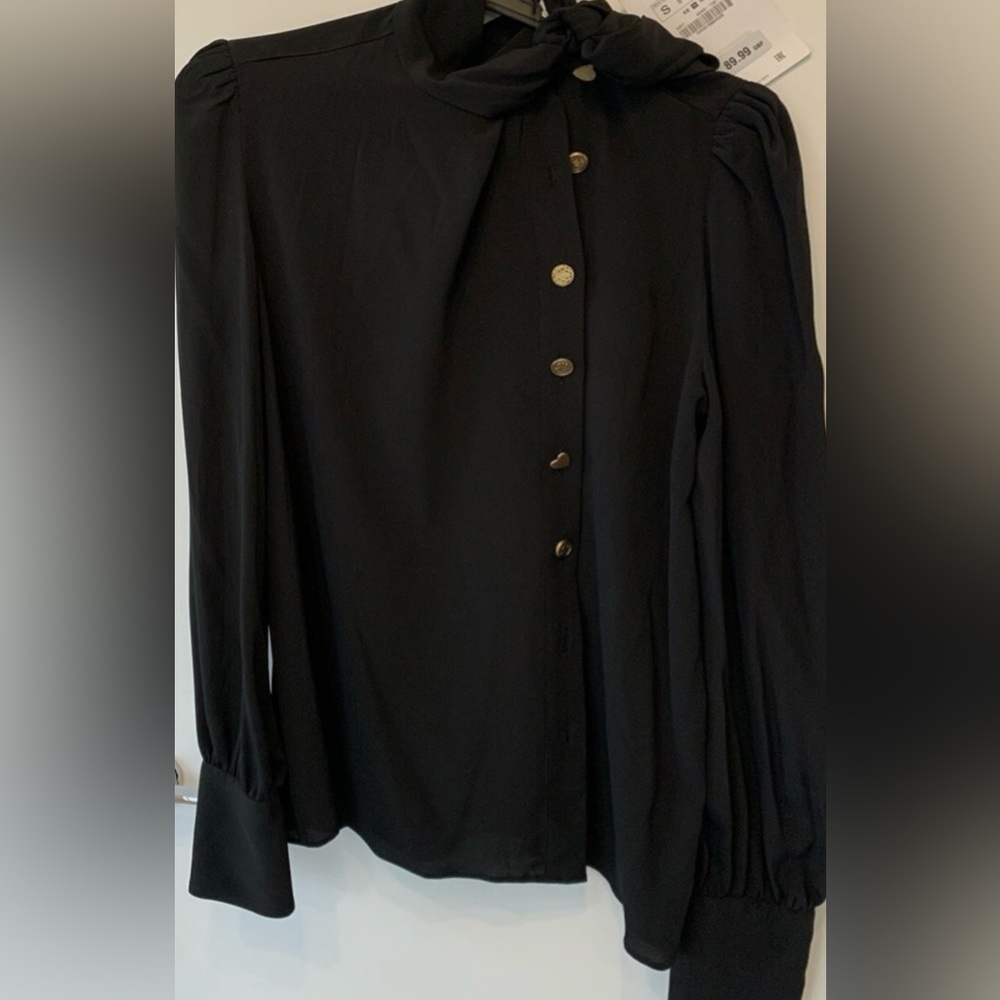 Zara Black Blouse with Gold Buttons SMALL NEW WITHOUT TAGS